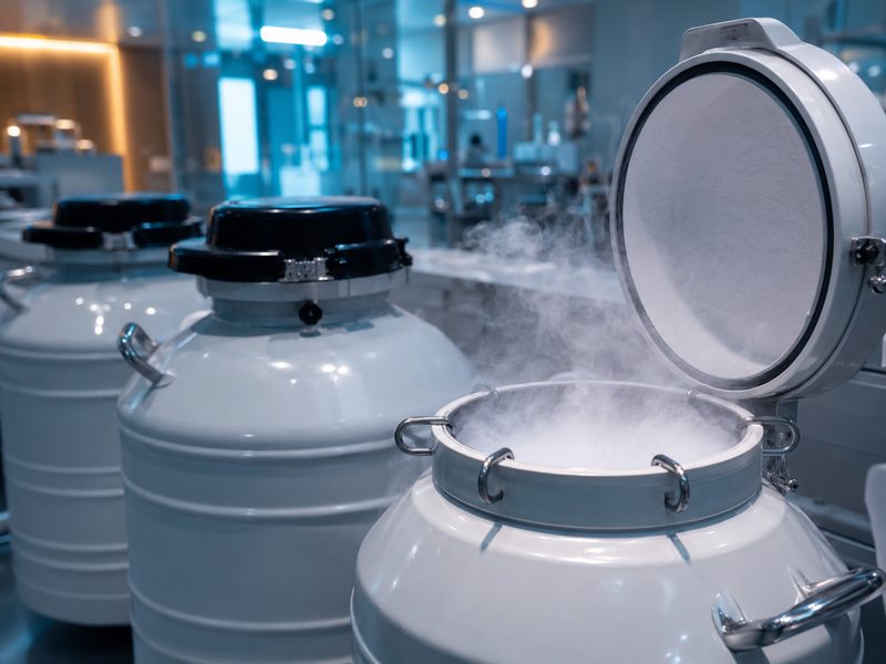 Cryogenic storage tanks for egg and embryo preservation